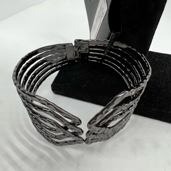 Gunmetal Dimple Cuff Bracelet - Picture 2 of 5